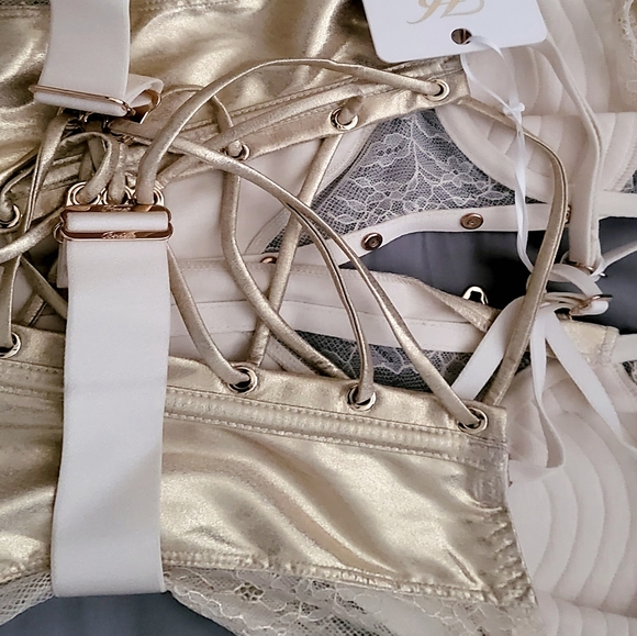 NWT Honey Birdette Marilyn Ivory Gold Vintage Look Dress 34D Small - Picture 9 of 11